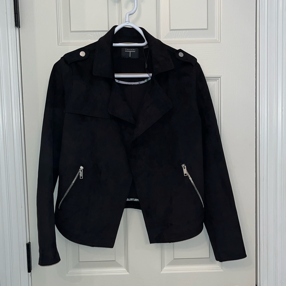 NWOT T Tahari Faux Suede Moto Jacket
